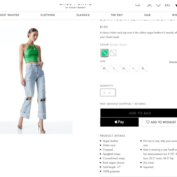 Alice + Olivia Zumi Vegan Leather Halter Cropped Garden
Green Top Large - Picture 3 of 9